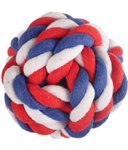 Hs katoen soccer knoopbal rood/wit/ blauw dia. 8,5cm