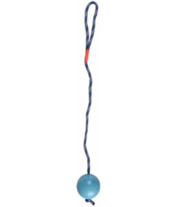 Hs rubber classic bal met koord blauw 7cm