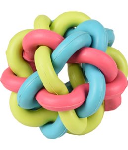 Hs rubber zomba gevlochten bal gekleurd 8cm