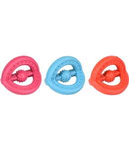 Hs rubber ruffus tri-ring fuchsia/ blauw/rood 9cm ass.