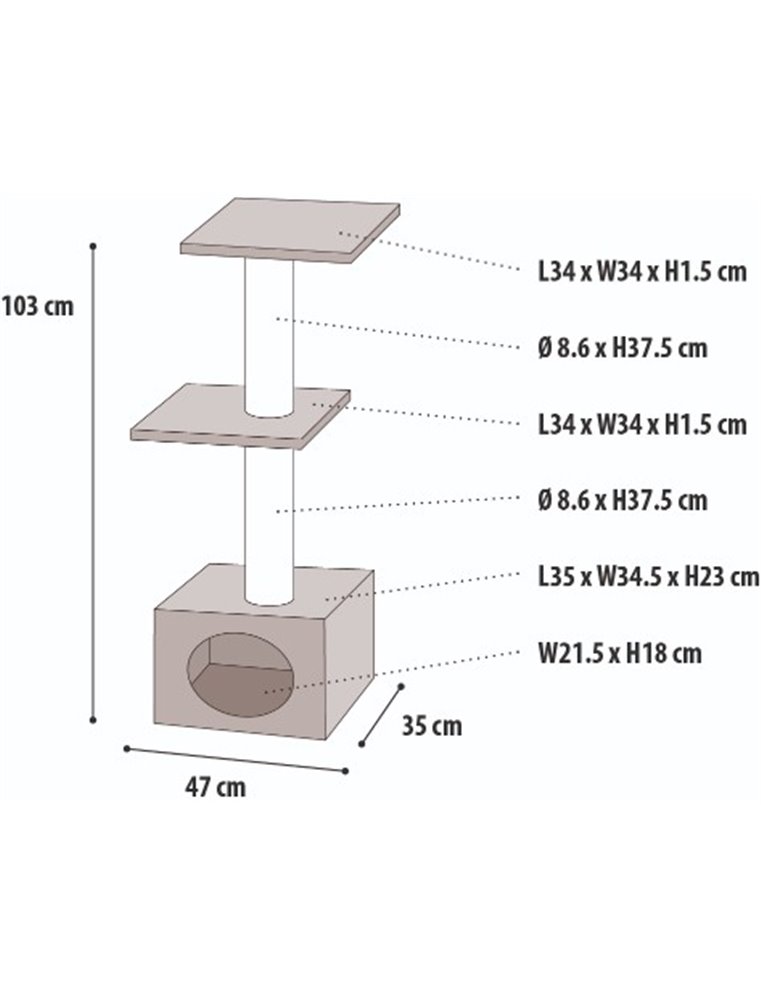 Krabpaal charbonel zwart 47x35x103