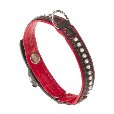 Ferplast halsband lux kunstleer zwart/rood - a22cm en b:12mm