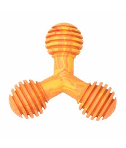 Yummy rubber y-speeltje kip m - 11x4,5x9cm oranje