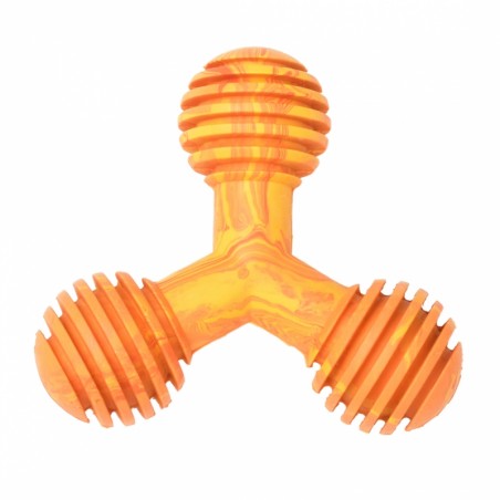 Yummy rubber y-speeltje kip s - 8,50x3,5x7cm oranje