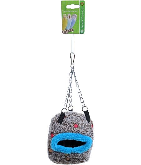 Boon vogelnest hangbaar ton-model bruin/blauw, 14 cm.