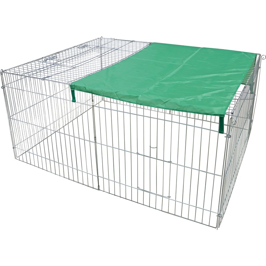 WorldPet draadren met zonnedoek verzinkt, 144x116x65 cm - 144 x 116 x 65cm