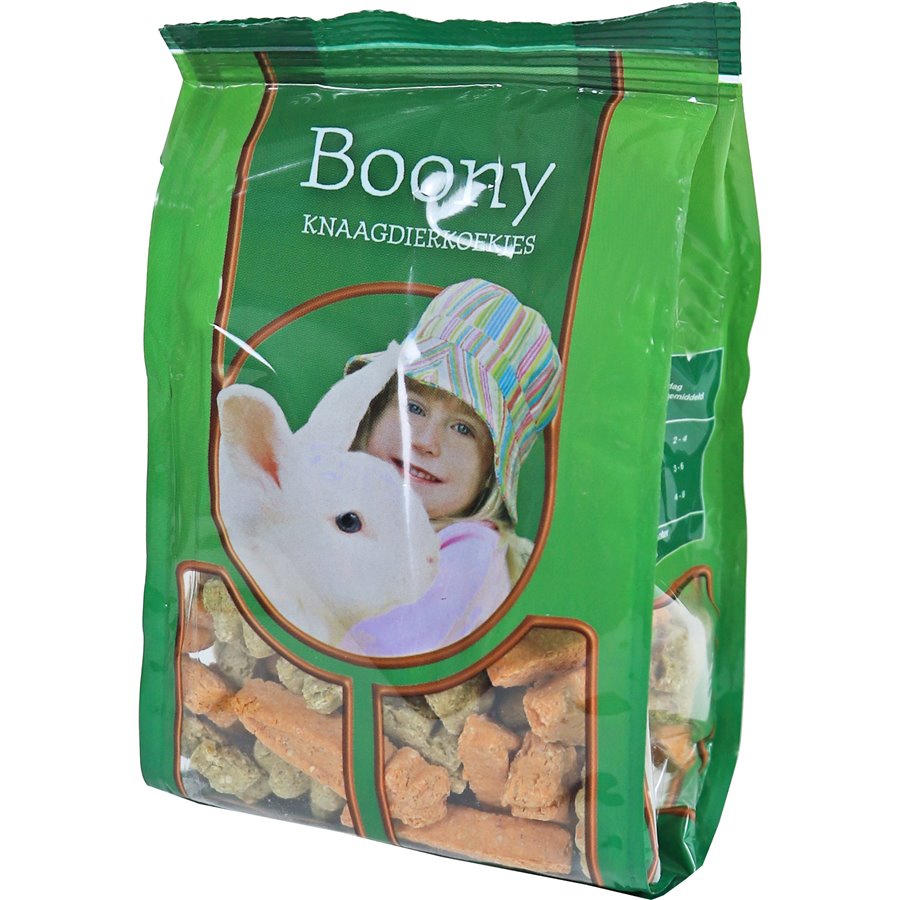 Boony knaagdiersnack klavertjes en worteltjes mix, prijs per 3 zakjes van 150 gram