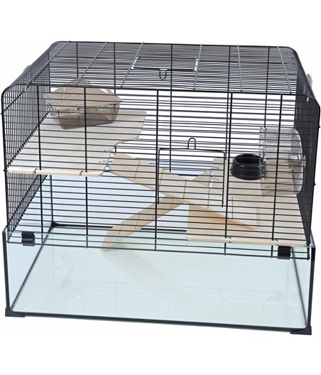 Interzoo hamsterkooi Vision 58, zwart - 58,5 x 38 x 47cm