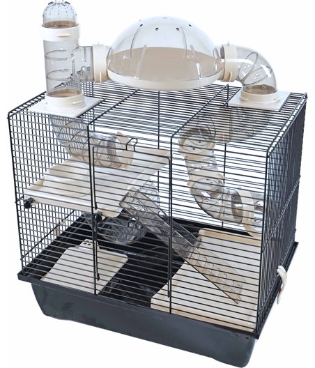 Interzoo hamsterkooi Rocky Plus, zwart/zwart - 43 x 28,5 x 54cm