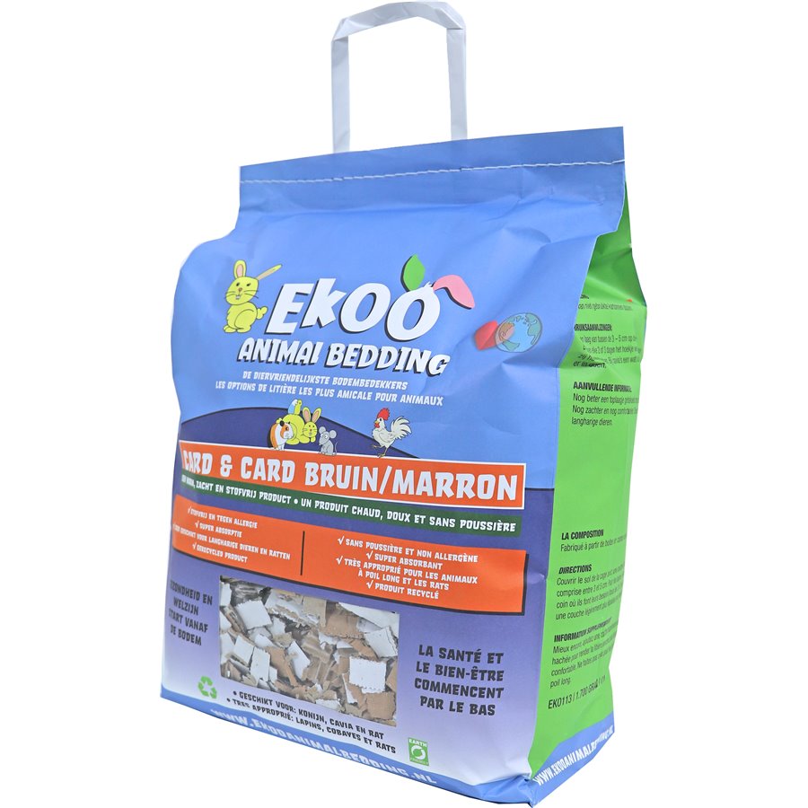 Ekoo Animal Bedding card and card bruin, 25 liter