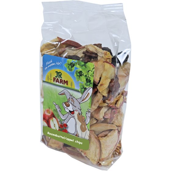 JR Farm knaagdier rozenbottel/appel chips, 125 gram