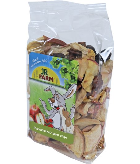 JR Farm knaagdier rozenbottel/appel chips, 125 gram