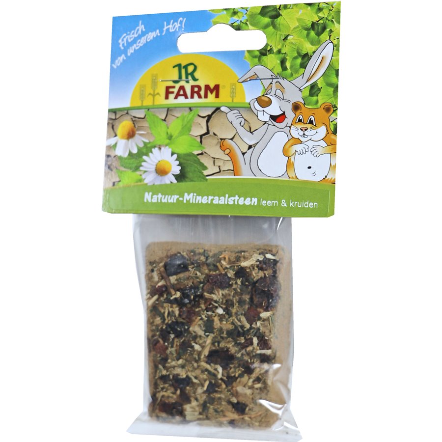 JR Farm knaagdier knaagsteen van natuurlijk leem met kruiden, 100 gram