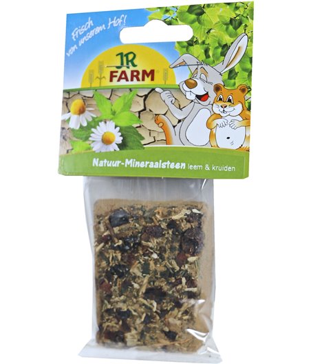 JR Farm knaagdier knaagsteen van natuurlijk leem met kruiden, 100 gram