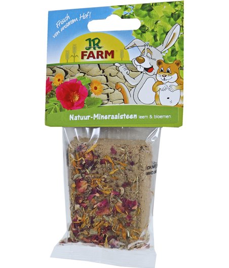 JR Farm knaagdier knaagsteen van natuurlijk leem met bloemen, 100 gram