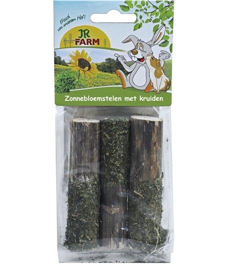 JR Farm knaagdier zonnebloemstelen met kruiden, 20 gram