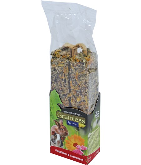 JR Farm knaagdier Grainless Farmys goudsbloem/stokroos, 140 gram