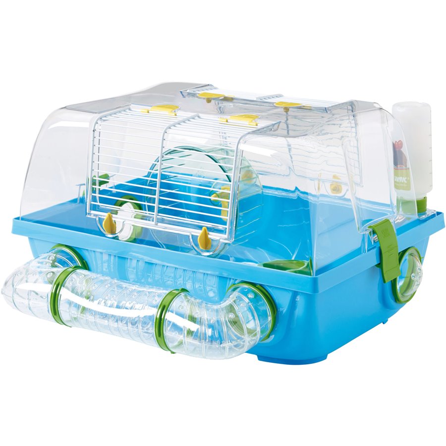 Savic hamsterkooi met buis Spelos metro, blauw - 42 x 30 x 25cm