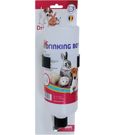 Savic drinkfles Biba met plastic klem, 1000 ml - 11 x 11 x 35,5cm