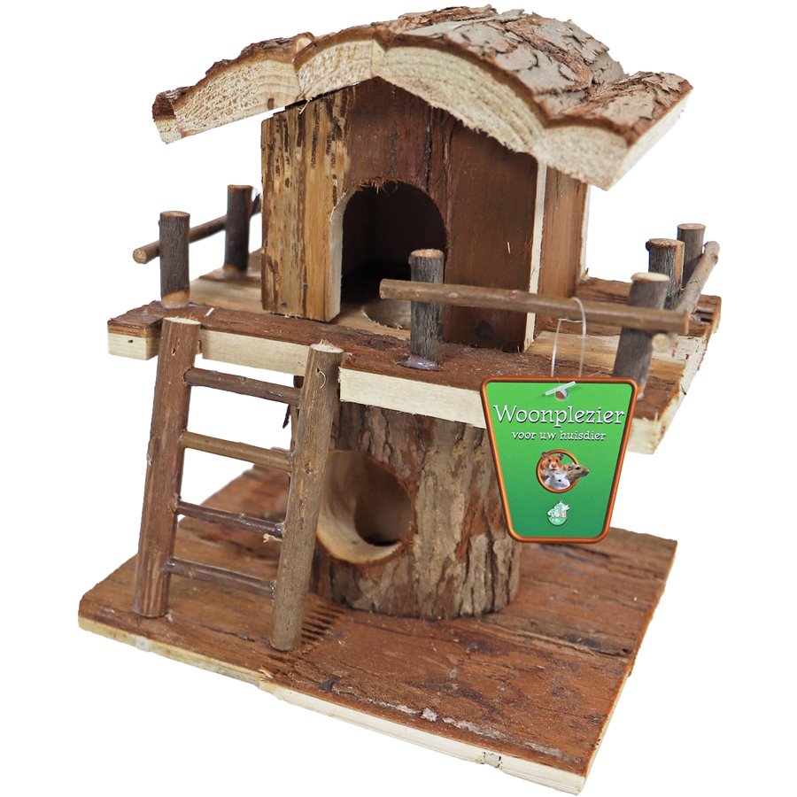 Boon hamsterhuis boomhut natural - 18 x 18 x 20,5cm