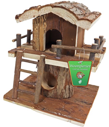 Boon hamsterhuis boomhut natural - 18 x 18 x 20,5cm