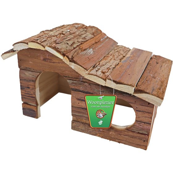 Boon knaagdierhuis golfdak hout natural - 23 x 16 x 15,5cm