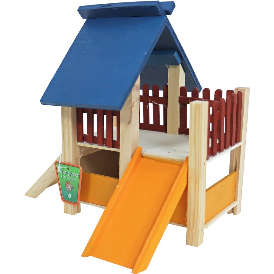 Boon hamsterhuis hout met veranda gekleurd - 23,5 x 18,5 x 21,5cm