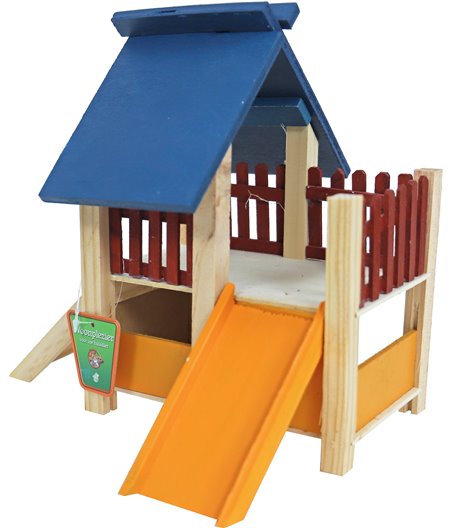 Boon hamsterhuis hout met veranda gekleurd - 23,5 x 18,5 x 21,5cm