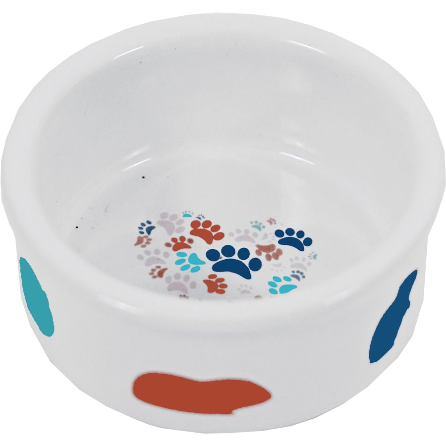 Boon hamster eetbak steen wit met pastel print - 7,5 x 7,5 x 3,5cm