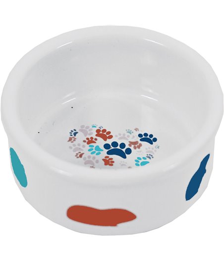 Boon hamster eetbak steen wit met pastel print - 7,5 x 7,5 x 3,5cm