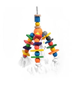 Bird Toy with Colourful Cubes and Rope