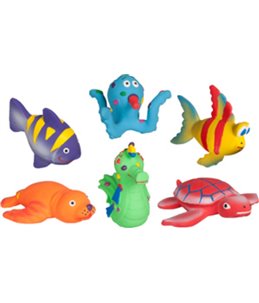 Latex grappige zeedieren 11cm ass display ass. 6 verschillende speelgoedjes